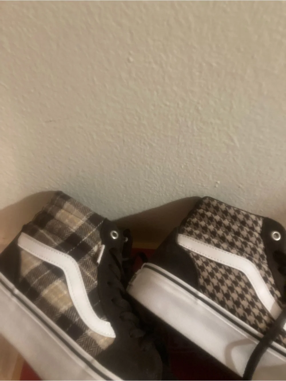 Vans Filmore Hi Platform Brown White High-Top Sneakers Houndstooth and Plaid